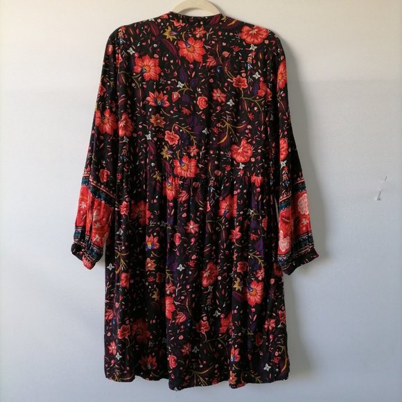 Old Navy Womens Multicolor Long Sleeve Henley Neck Floral Tunic Top Size M - Picture 4 of 6